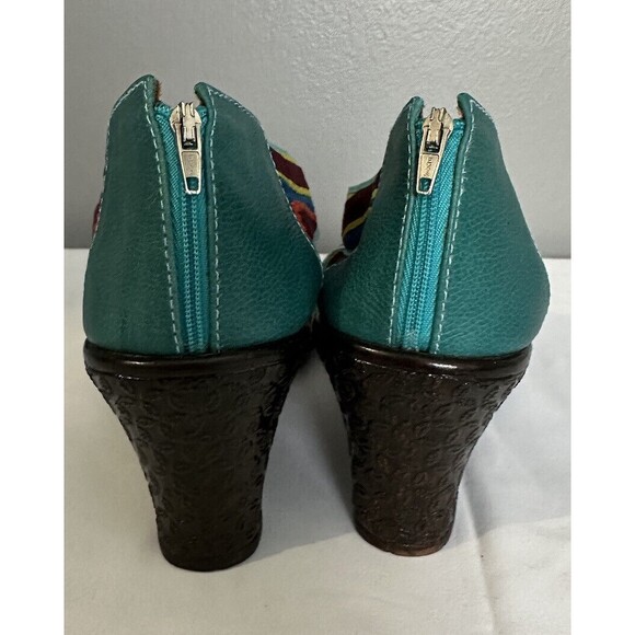 MOLAS4U Size EU36.5 US 6.5 multicolored Sandals Back Zip 2.5” Heel Wedge Shoes - Picture 3 of 8